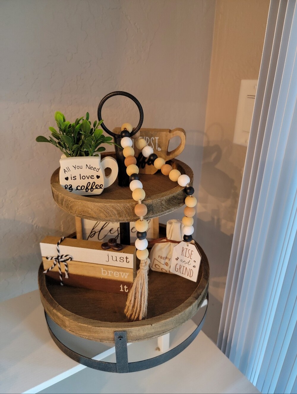 Coffee Themed Tiered Tray & Decor